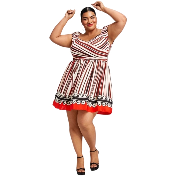 Anna Sui For Gossip Girl 100% Silk Striped Pleated Summer Dress Women's Size  1 - Picture 13 of 13